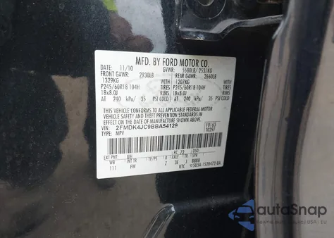 2011 Ford Edge Sel z USA, uszkodzony, nr VIN 2FMDK4JC9BBA54129